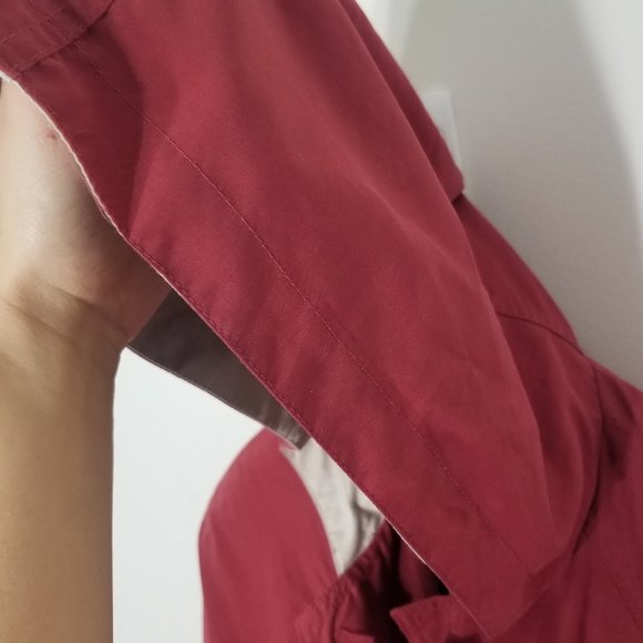 Utex Vintage Eaton's Red Wine Hooded Trench Coat Jacket Pocket Vented Small 90s - Picture 6 of 12